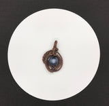 Glass Bead and Woven Copper Pendant