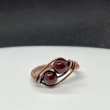 Wire Wrapped Copper Ring with Garnets. Size 8. 