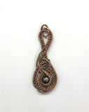 Woven Copper and Pearl Pendant