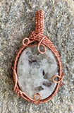 Grayish/Greenish-White Wernerite Pendant wrapped in handwoven Copper.