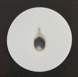 Blue Striped Agate Pendant in wire wrapped Sterling Silver