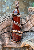 Rich Chocolate Colored Double Terminated Mahogany Obsidian Point Pendant in Wire Wrapped Copper. 