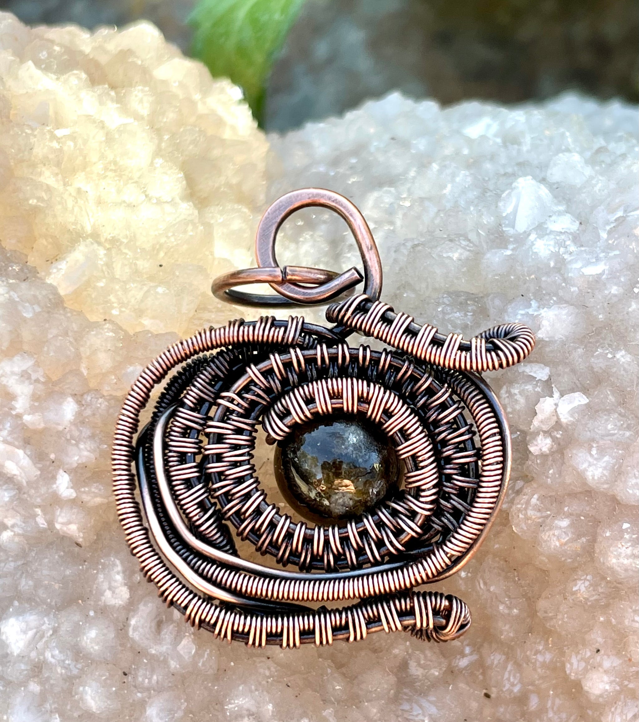 Wire Wrapped Copper and Tourmaline Pendant – Monkeylion Designs