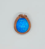 Blue Photo Glass Cabochon Pendant wrapped in Copper
