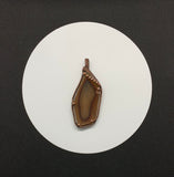 Tumbled Brown Striped Agate Pendant wrapped in Copper