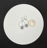 Sterling Silver (.925) Hoop Earrings with Faceted Orbit Crystals. 