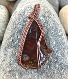 Fire Agate Pendant wrapped in Copper