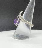 Adjustable Size Sterling Silver wire wrapped Ring with Amethyst.