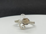 Adjustable Faceted Smoky Quartz and Wire Wrapped Argentium Silver Ring.