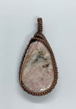 Pink Jade Pendant wrapped in Copper