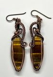 Hypoallergenic Tiger Eye and Copper Earrings