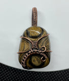 Uniquely Patterned Tumbled Stromatolite Pendant in Wire Wrapped Copper.  