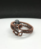 Larvikite and woven Copper Ring - Size 11 and up