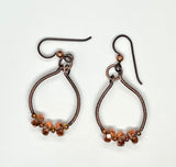 Hypoallergenic Copper and Czech Glass Hoop Earrings