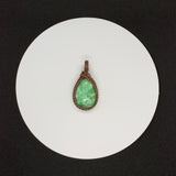 Tumbled Chrysoprase Pendant wrapped in Copper