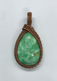 Tumbled Chrysoprase Pendant wrapped in Copper
