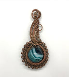 Fascinating Striped Agate Pendant wrapped in Copper