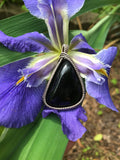 Stunning Black Obsidian Pendant in Oxidized Sterling Silver