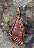 Rust colored Ocean Jasper Pendant wrapped in Copper