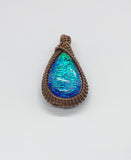 Dichroic Glass Pendant wrapped in Copper