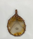 Tumbled Agate Slice Pendant wrapped in Copper with Copper bead accents