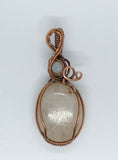 Tumbled River Rock and Rainbow Moonstone Pendant in Copper