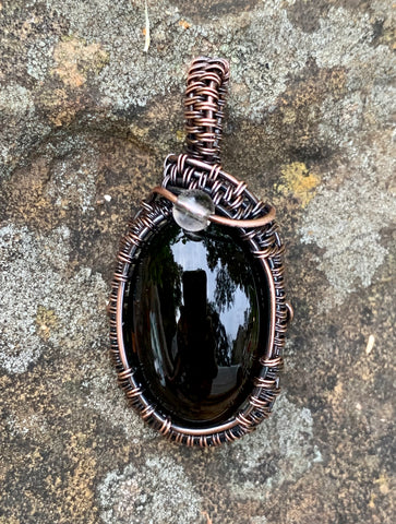 Smoky Quartz pendant in wire wrapped Copper