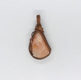 Just Peachy - Tumbled River Rock Pendant wrapped in Copper