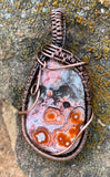 Tumbled Mexican Lace Agate Pendant in Copper