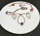 Hammered Copper and Pearls Necklace