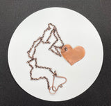Handmade Copper Heart Necklace on 18 1/2" Copper Chain with handmade Heart clasp. 