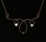 Hammered Copper and Pearls Necklace