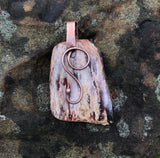Reversible Tumbled Petrified Wood Pendant in Copper