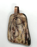 Reversible Tumbled Petrified Wood Pendant in Copper