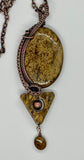 Rich Golden Brown Multi-Bronzite Necklace in wire wrapped Copper. Comes on a 19" chain. 