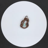 Intricately Woven Copper and Amazonite Pendant.