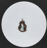 Intricately Woven Copper and Amazonite Pendant. (backside)