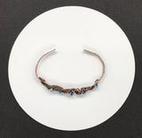 Hammered Copper Cuff with woven Copper and blue and white glass Beads