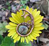 Rainforest Agate Pendant in Copper with leaf accents