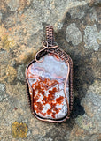 Vibrant Tumbled Mexican Lace Agate Pendant in Copper