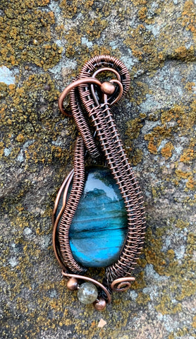 Blue Labradorite and Copper Pendant