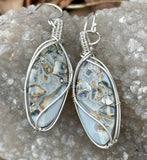 Maligano Jasper Earrings wrapped in Argentium Silver with Sterling Silver Ear Wires. 