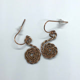 Hammered twisted Copper Spiral Earrings