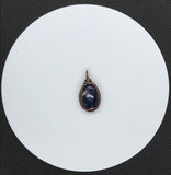 Deep Blue Sodalite and wire wrapped Copper Pendant