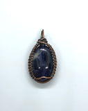 Deep Blue Sodalite and wire wrapped Copper Pendant