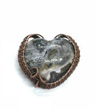 Beautiful Ocean Jasper Heart Pendant wrapped in copper