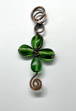 Glass and Copper Four-leaf Clover Pendant