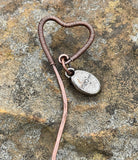 Hammered Copper Wire Wrapped Copper Heart Bookmark with "Imagine" Dangle. 