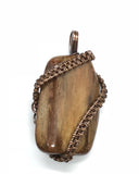Beautiful Tumbled Petrified Wood Pendant wrapped in copper