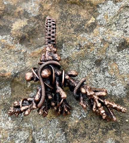 One of a kind Pendant made with Molten Copper wrapped in Copper. A unique piece! 